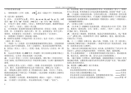 人民音乐出版社六年级下册音乐试题
