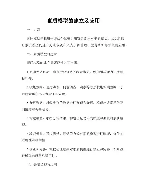 素质模型的建立及应用