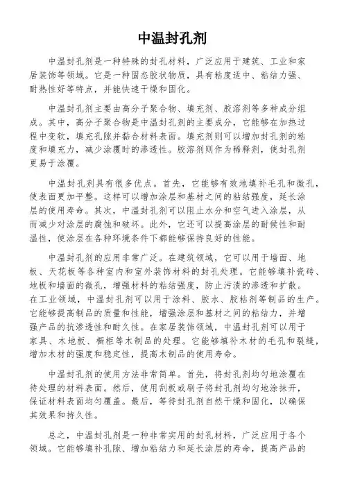 中温封孔剂