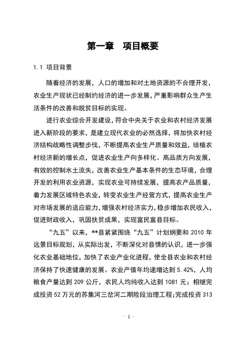 农业综合开发土地治理项目申请报告