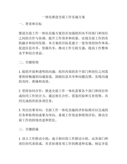 一体化推进全面工作实施方案
