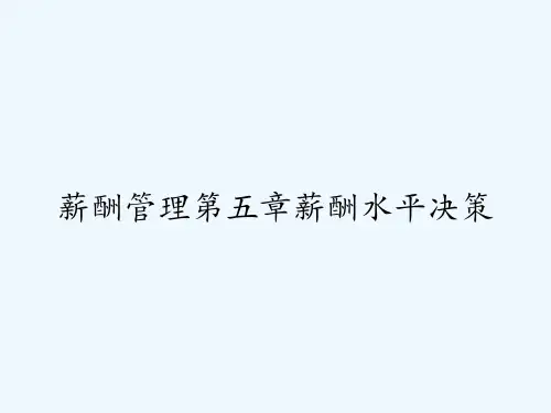 薪酬管理第五章薪酬水平决策