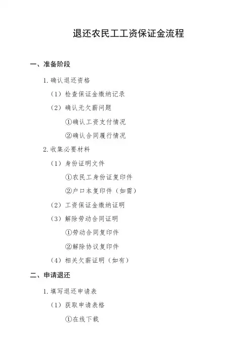 退还农民工工资保证金流程