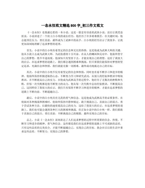 一念永恒范文精选800字_初三作文范文