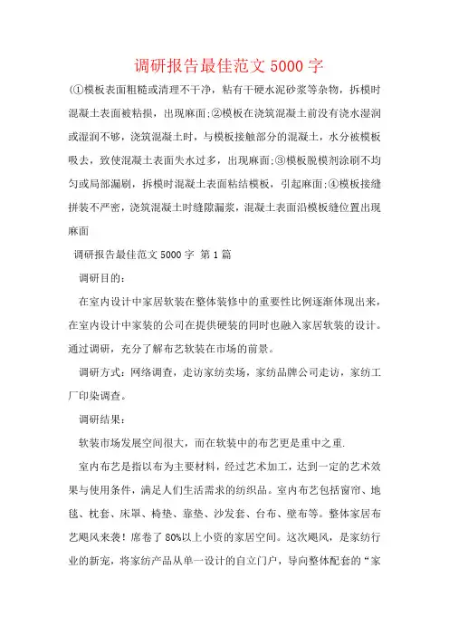调研报告最佳范文5000字
