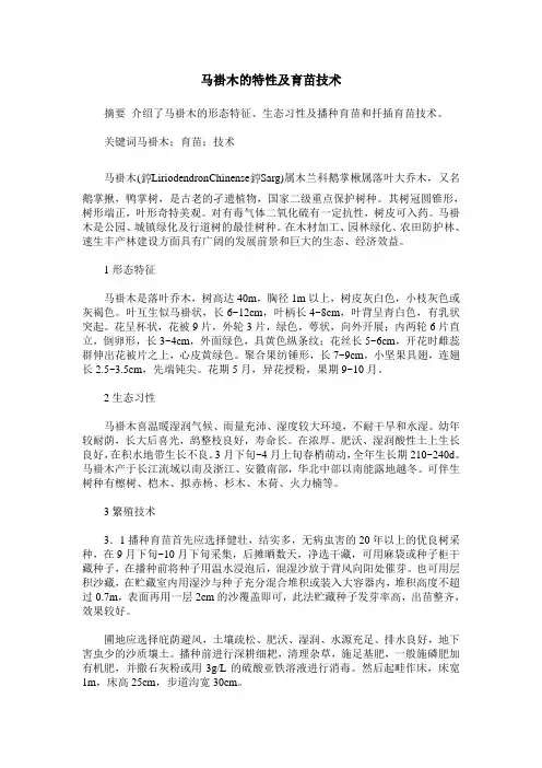 马褂木的特性及育苗技术