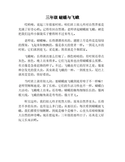三年级作文蝴蝶和飞蛾