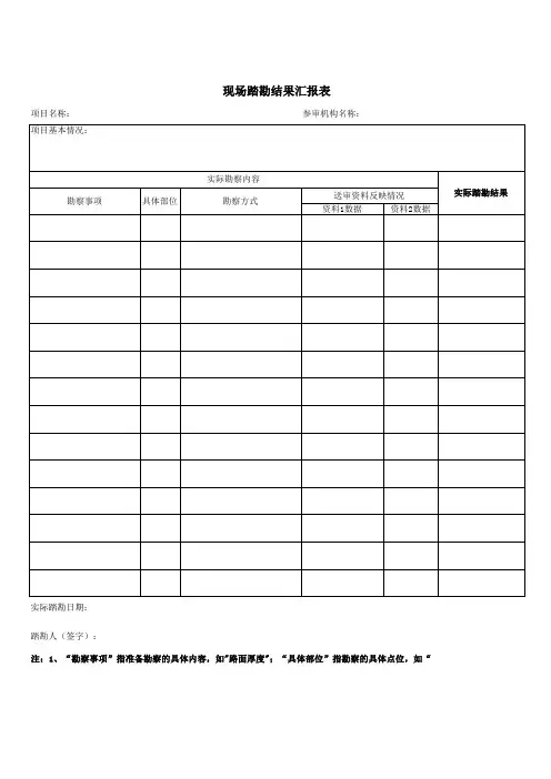 现场踏勘结果汇报表