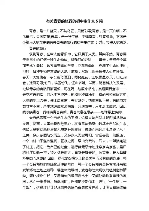 有关青春的旅行的初中生作文5篇