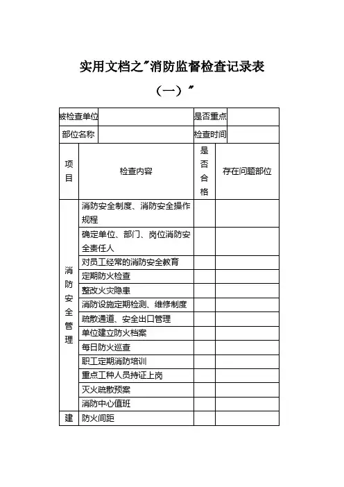 实用文档之消防监督检查记录表(一)
