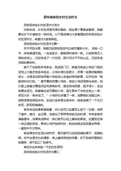 四年级体验乡村生活作文