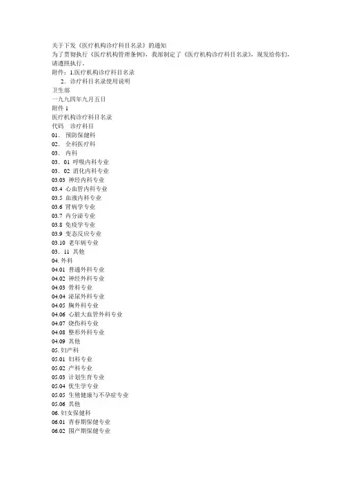 诊疗科目
