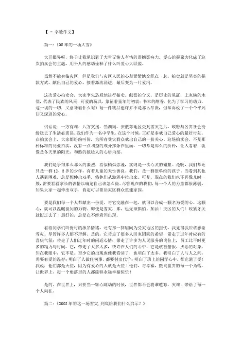 08年的一场雪