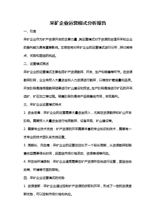 采矿企业运营模式分析报告