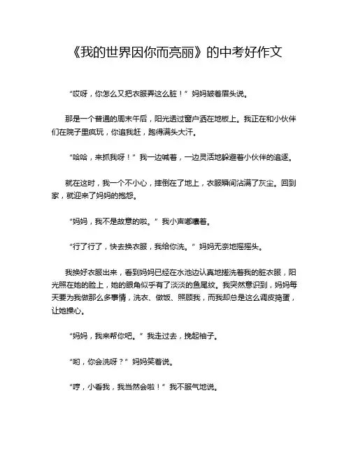 《我的世界因你而亮丽》的中考好作文
