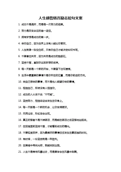 人生感悟格言励志短句文案