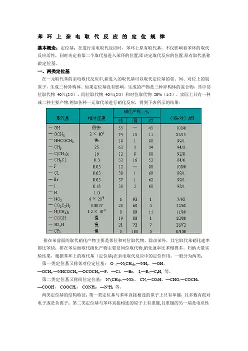 苯环上亲电取代反应的定位规律