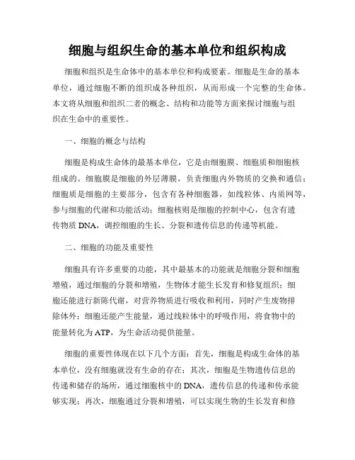 细胞与组织生命的基本单位和组织构成
