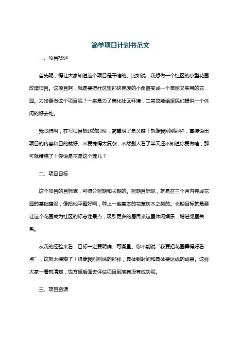 简单项目计划书范文