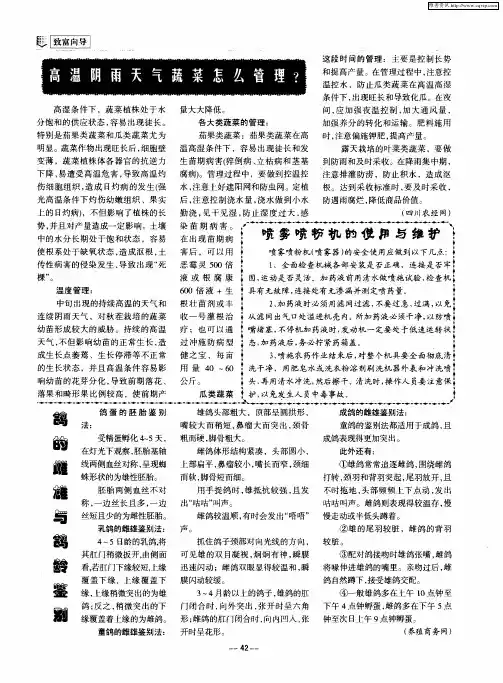 高温阴雨天气蔬菜怎么管理