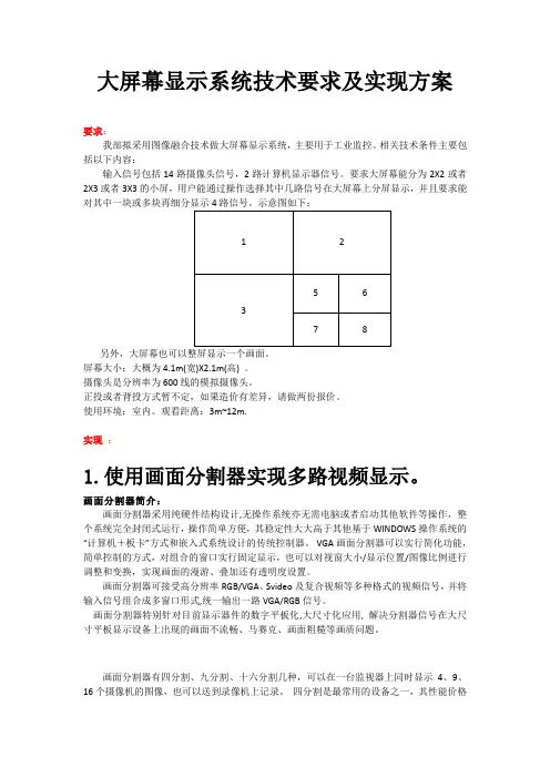 大屏幕显示系统--多路视频
