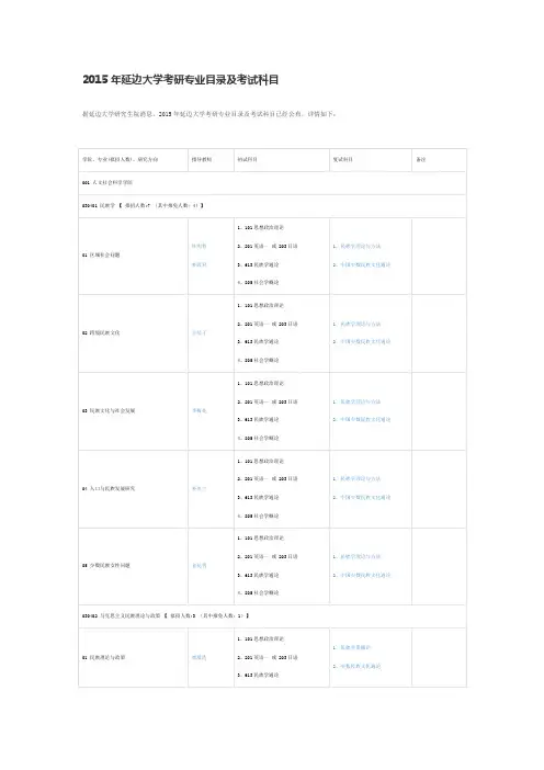 延边大学考研专业目录