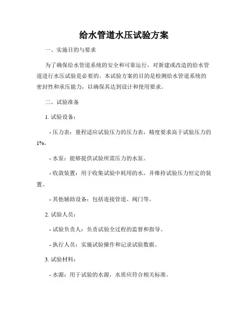 给水管道水压试验方案
