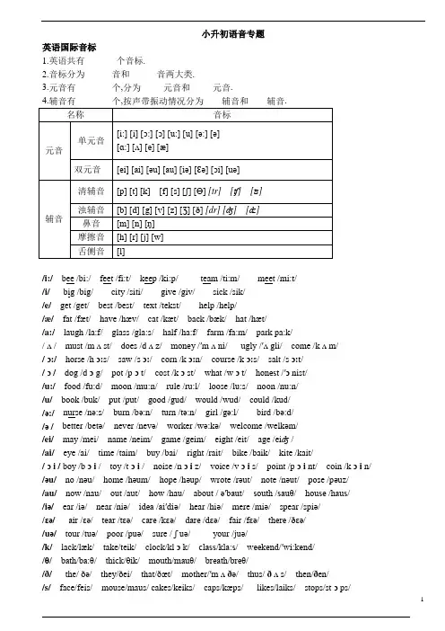 (完整版)广州小升初英语语音专题完全整理(最全)