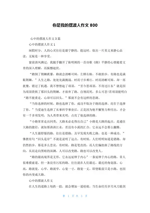 你是我的摆渡人作文800