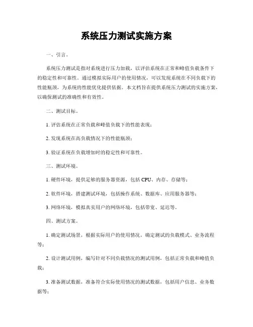 系统压力测试实施方案