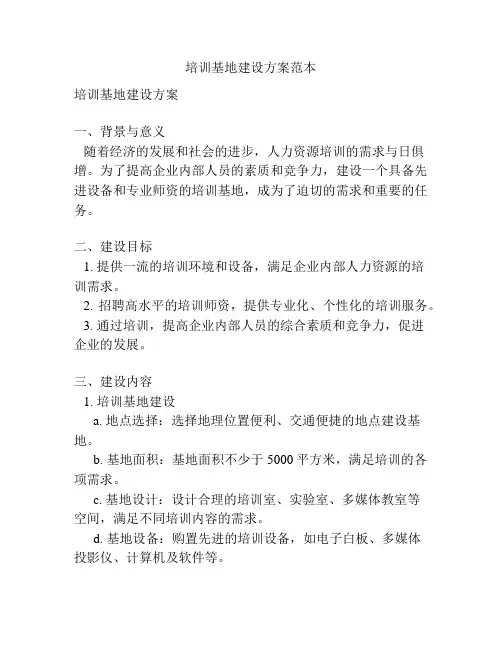 培训基地建设方案范本