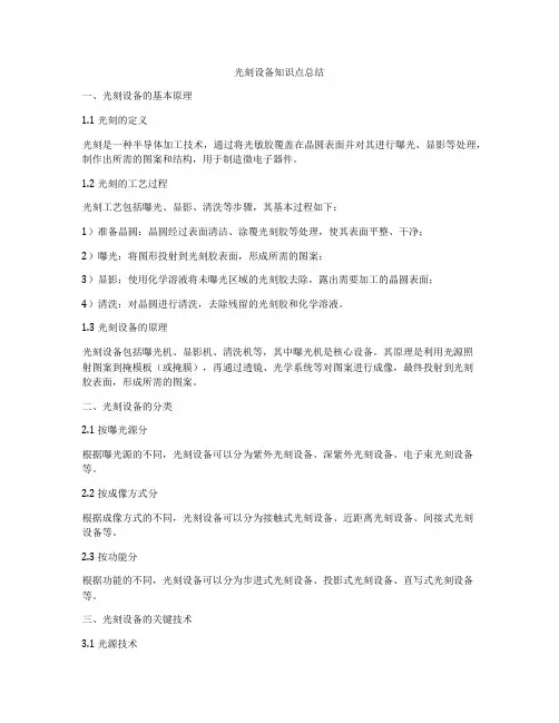 光刻设备知识点总结