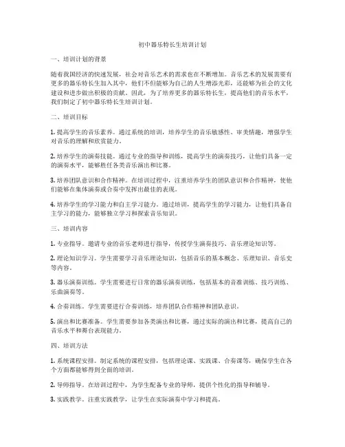 初中器乐特长生培训计划