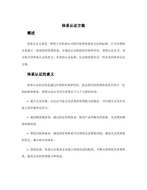体系认证方案