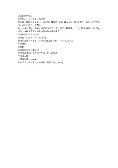 白蛋白报销标准