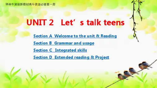 译林牛津版新教材高中英语必修第一册UNIT2  Let’s talk teens(Section A