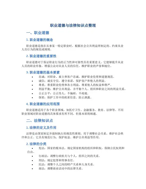 职业道德与法律知识点整理