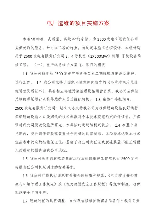 电厂运维的项目实施方案