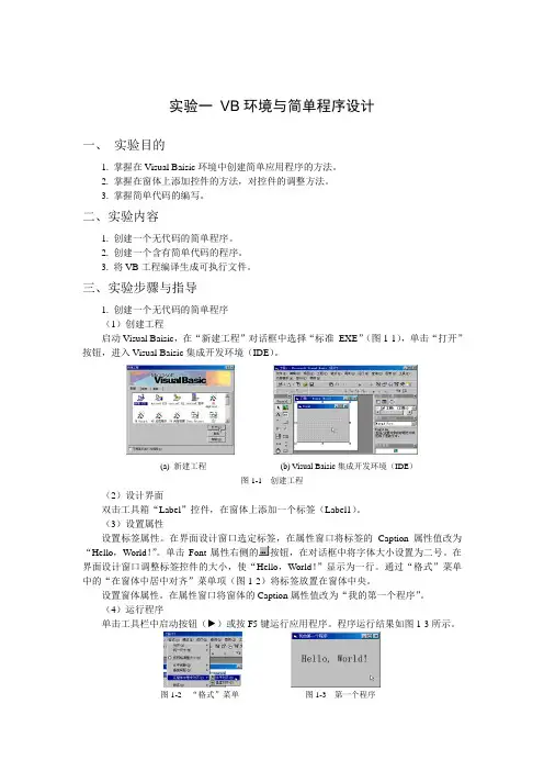vbnet程序设计实验001