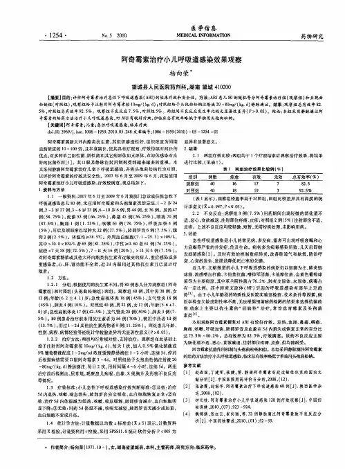 阿奇霉素治疗小儿呼吸道感染效果观察