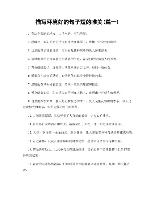 描写环境好的句子短的唯美(精选2篇)