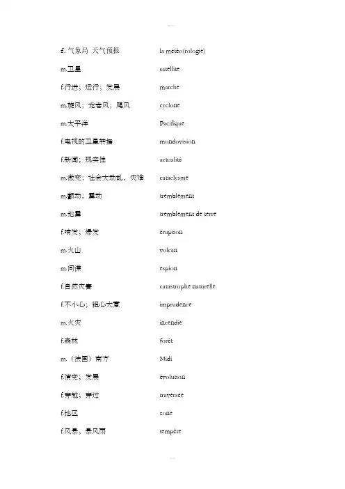 法语常用词汇表