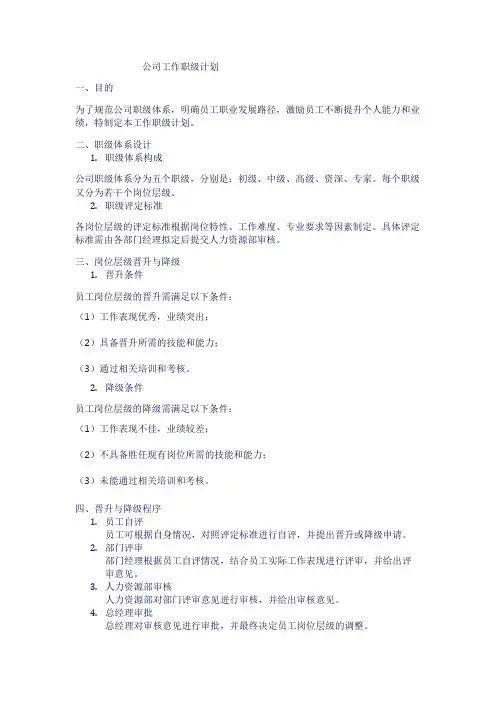 公司工作职级计划