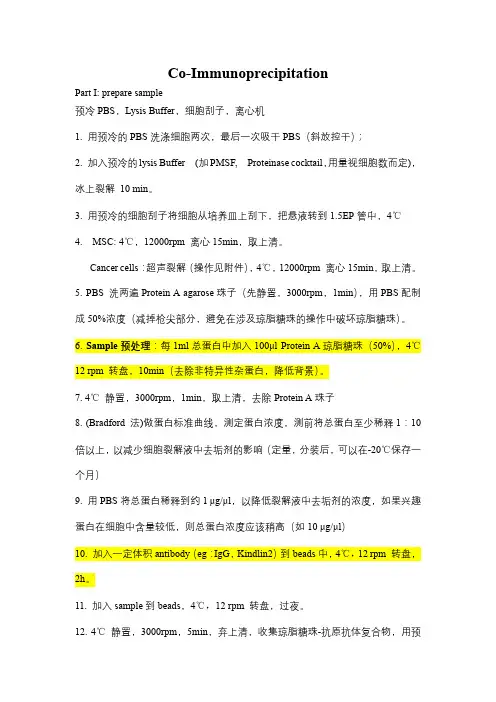 免疫共沉淀实验步骤