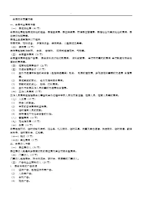 会展财务预算方案与时间进度表 ()