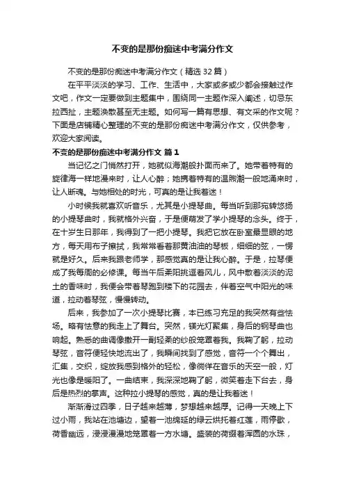 不变的是那份痴迷中考满分作文