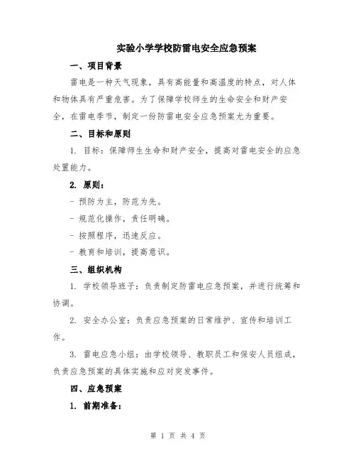 实验小学学校防雷电安全应急预案