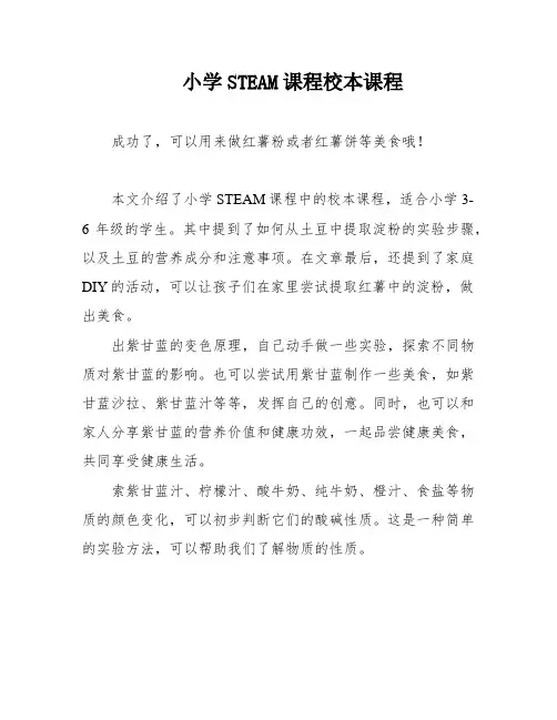 小学STEAM课程校本课程