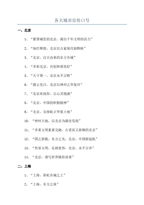 各大城市宣传口号