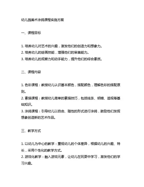 幼儿园美术涂鸦课程实施方案 幼儿园美术教学